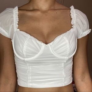 White Ruched Crop Top